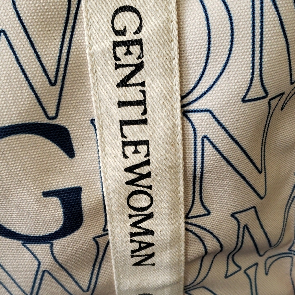 Gentlewoman Ivory Canvas Tote with Navy Logo - Picture 9 of 14